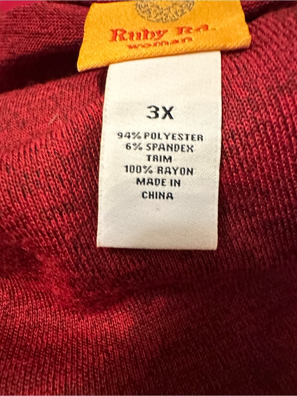 Ruby Rd. Red Heather Knit Tunic with Patterned Layered Hem - Picture 2 of 3